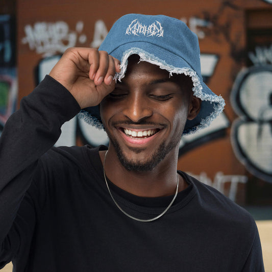 Distressed Metal Denim Bucket